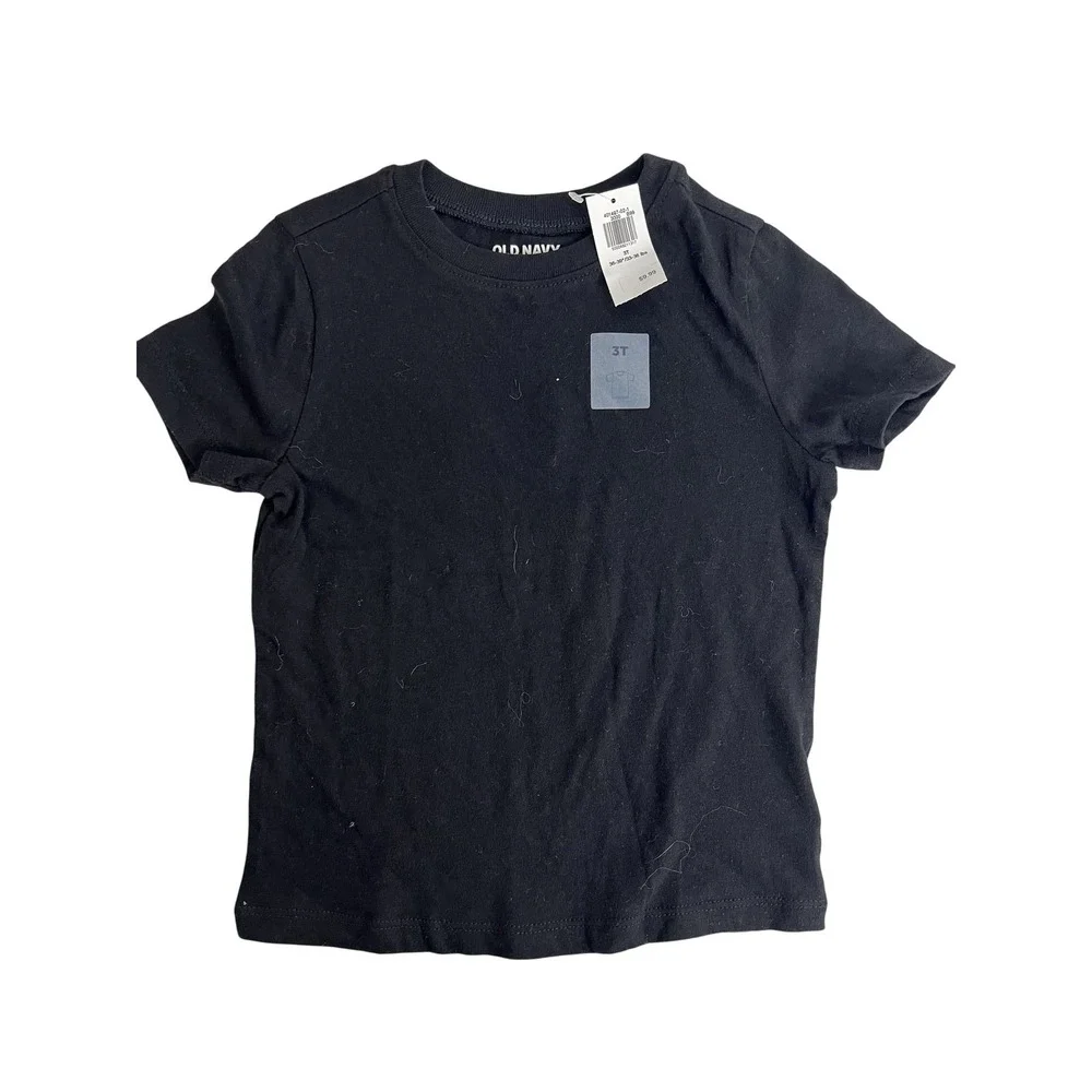Old Navy Shirt Boys 3T Black Short Sleeve Basic Tee‎ New Cotton Casual Crewneck